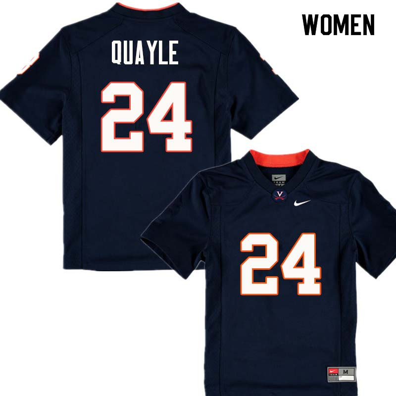 Women #24 Frank Quayle Virginia Cavaliers College Football Jerseys Sale-Navy